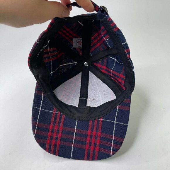 Love Your Melon Baseball Cap USA Made Plaid Red/Navy Blue Trucker hat Snapback - Picture 7 of 10